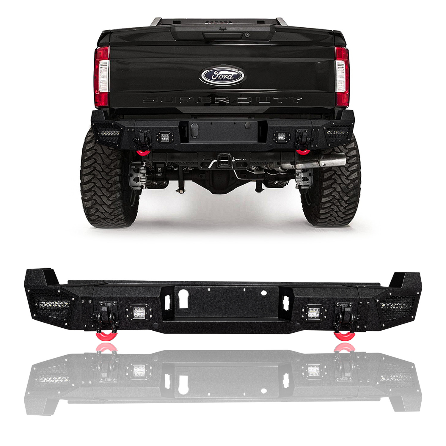 Vijay For 2017-2022 Ford F250/F350/F450 Super Duty Steel Rear Bumper W/LED Light