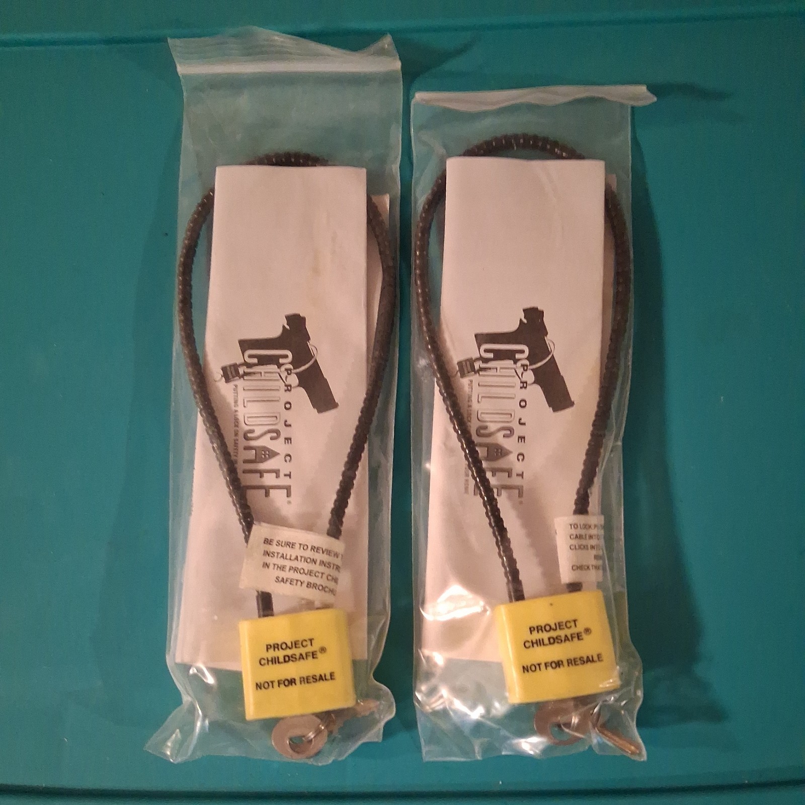 Lot Of 2 Project Child Safe Cable Gun Lock with 2 Keys New in Original Package