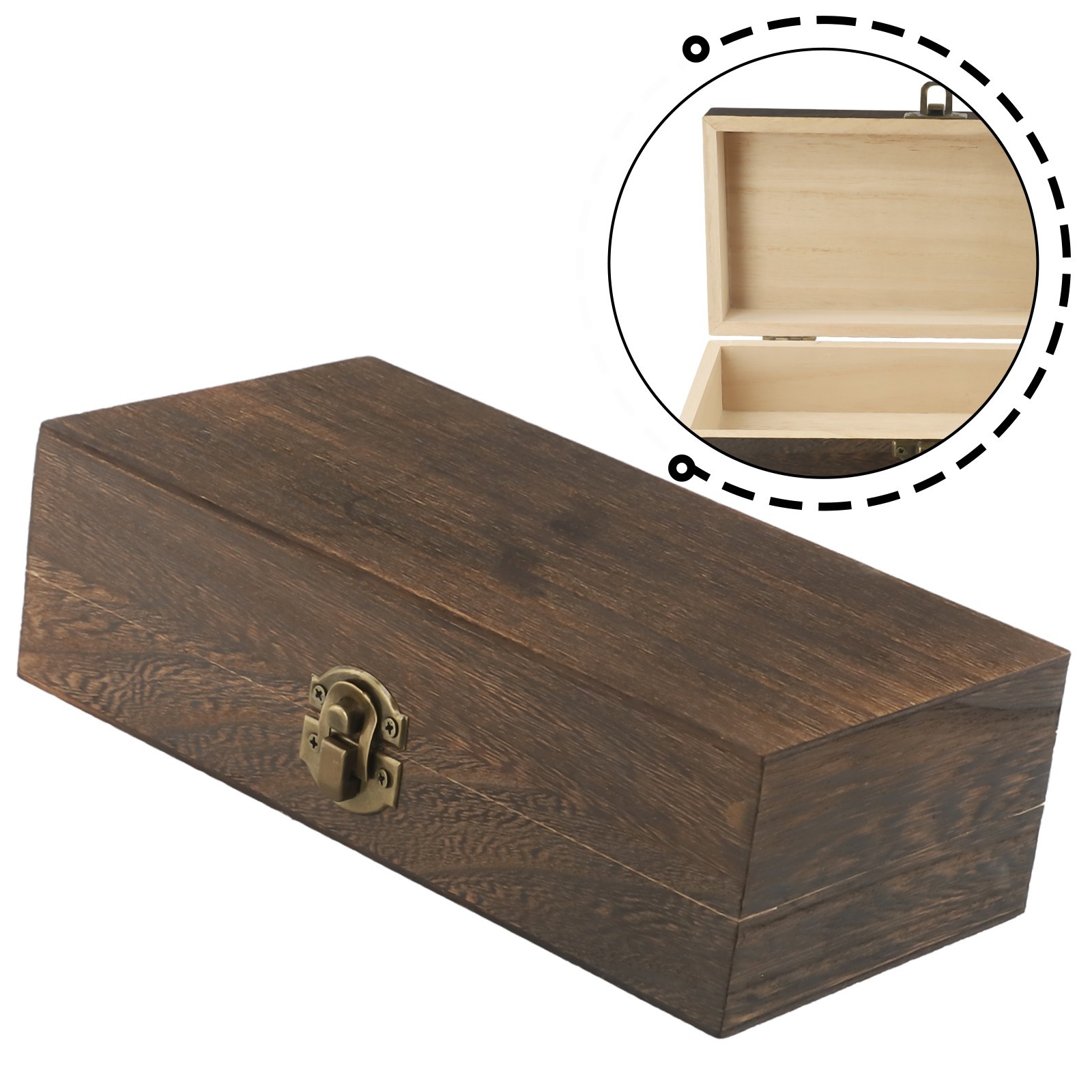 Retro Wooden Storage Box with Metal Buckle Secure and Chic Organization