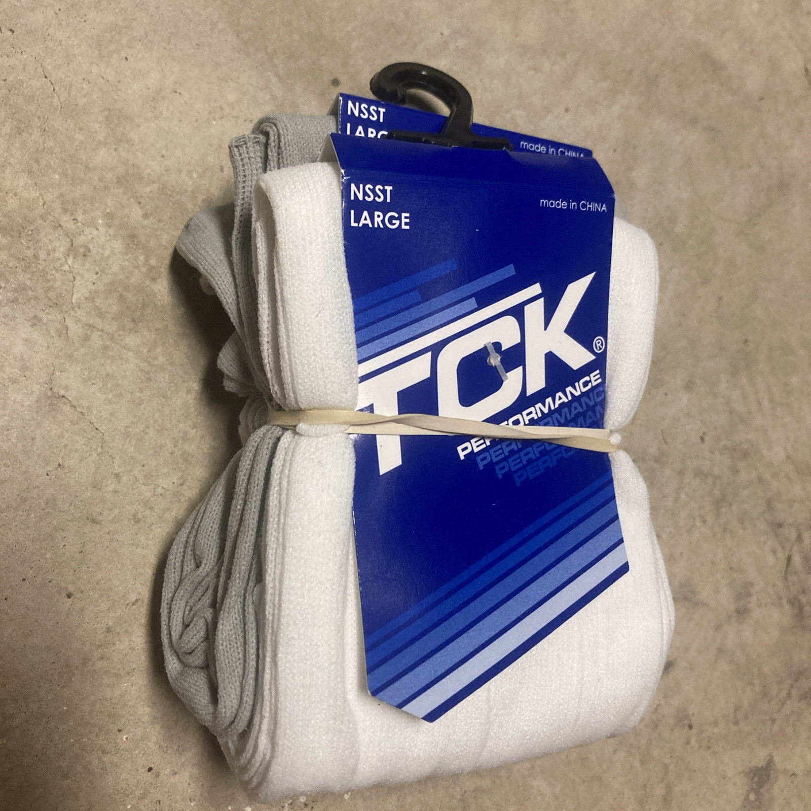 TCK Performance Knee High Solid Color Socks White & Gray NSST Adult Large
