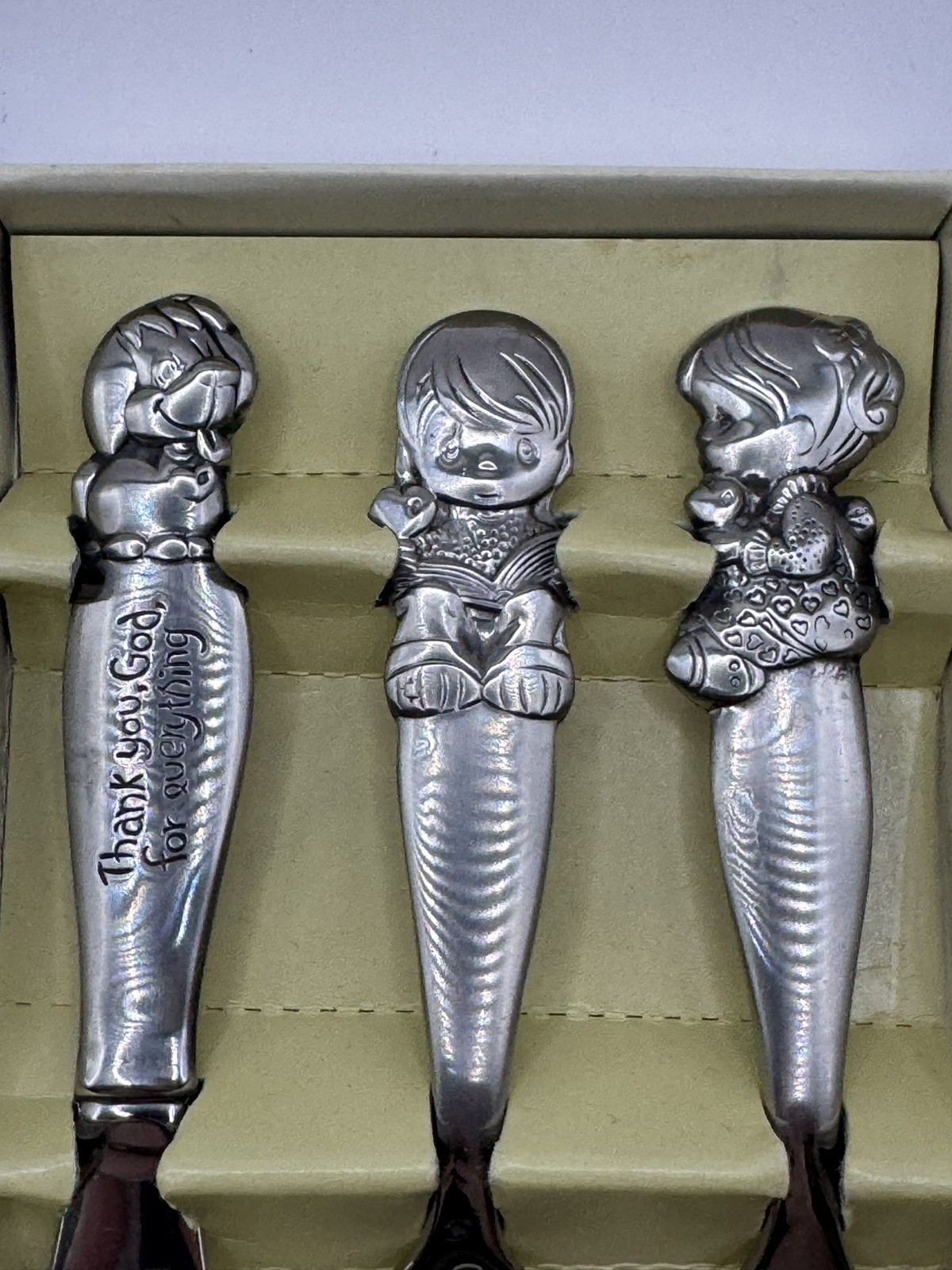 Vintage 1983 Precious Moments 3-Piece Child Flatware Set - Stainless Steel Japan