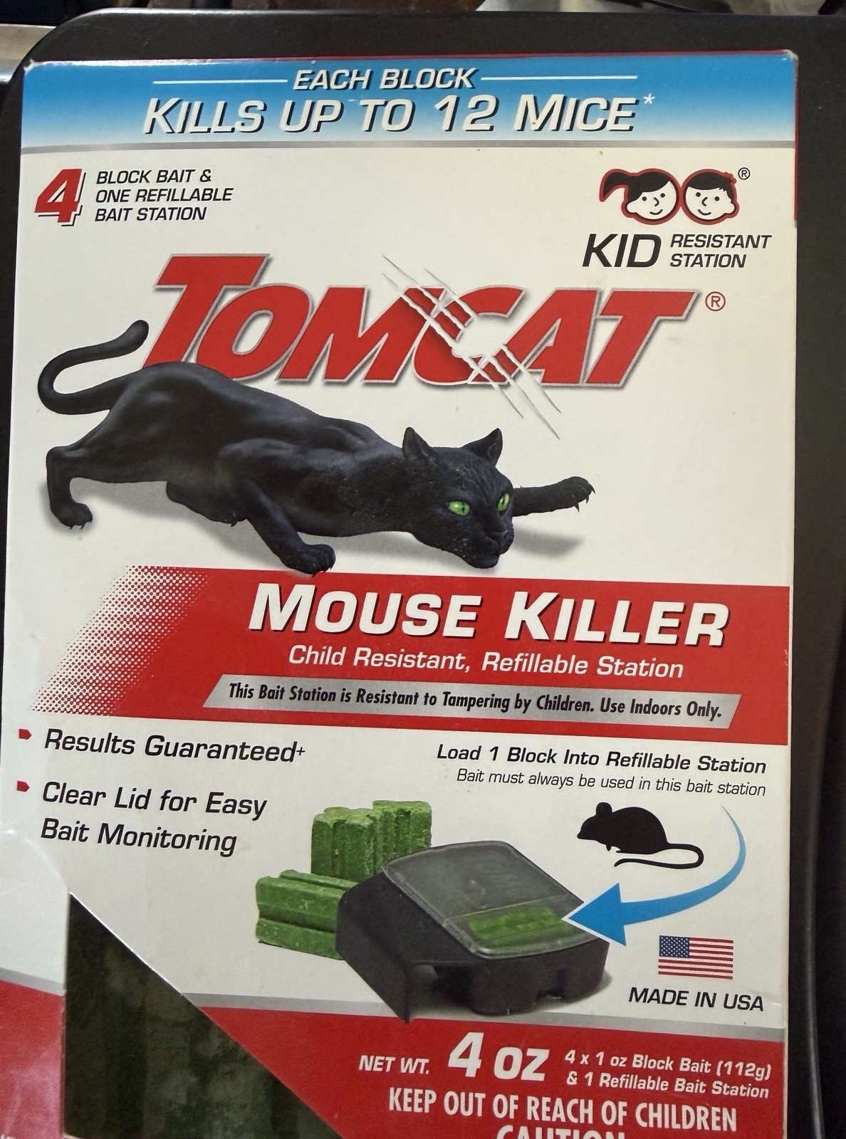 TomCat Mouse Killer Refillable Bait Station With 4 Bait Blocks