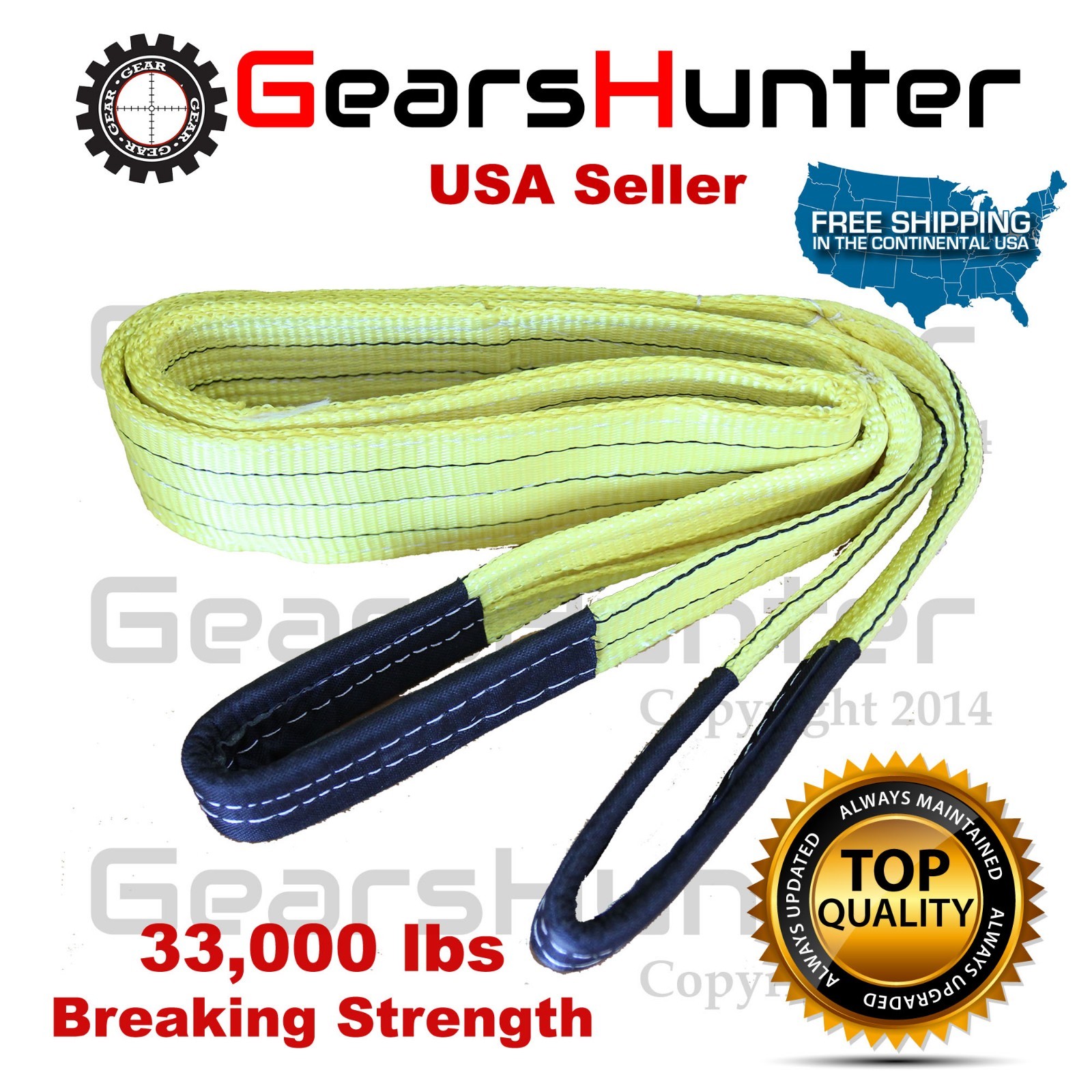 3" x 6' 2-Ply Nylon Web Sling Lift Tow Strap Heavy Duty 33000 LBS