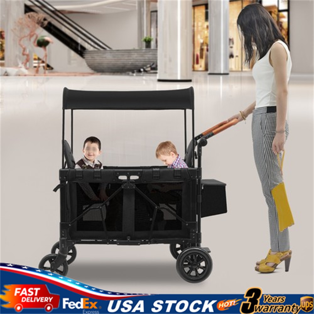 Wagon Folding Cart Collapsible Garden Beach Utility Outdoor Camping Sports Black