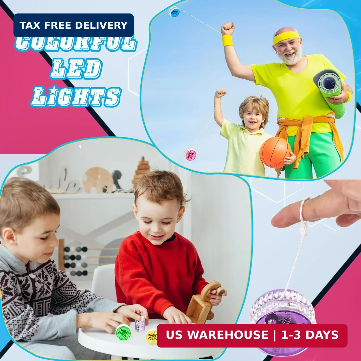 24 Pack Led Light up Yo Yo Colorful Beginner Yo Yo Ball Light up Responsive Ball