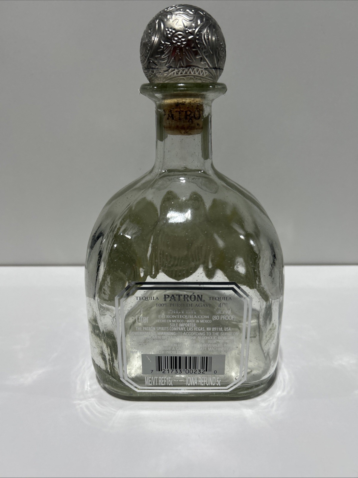 Patron Silver 1492 Tequila Limited Edition 2015 Liter bottle + cork EMPTY!