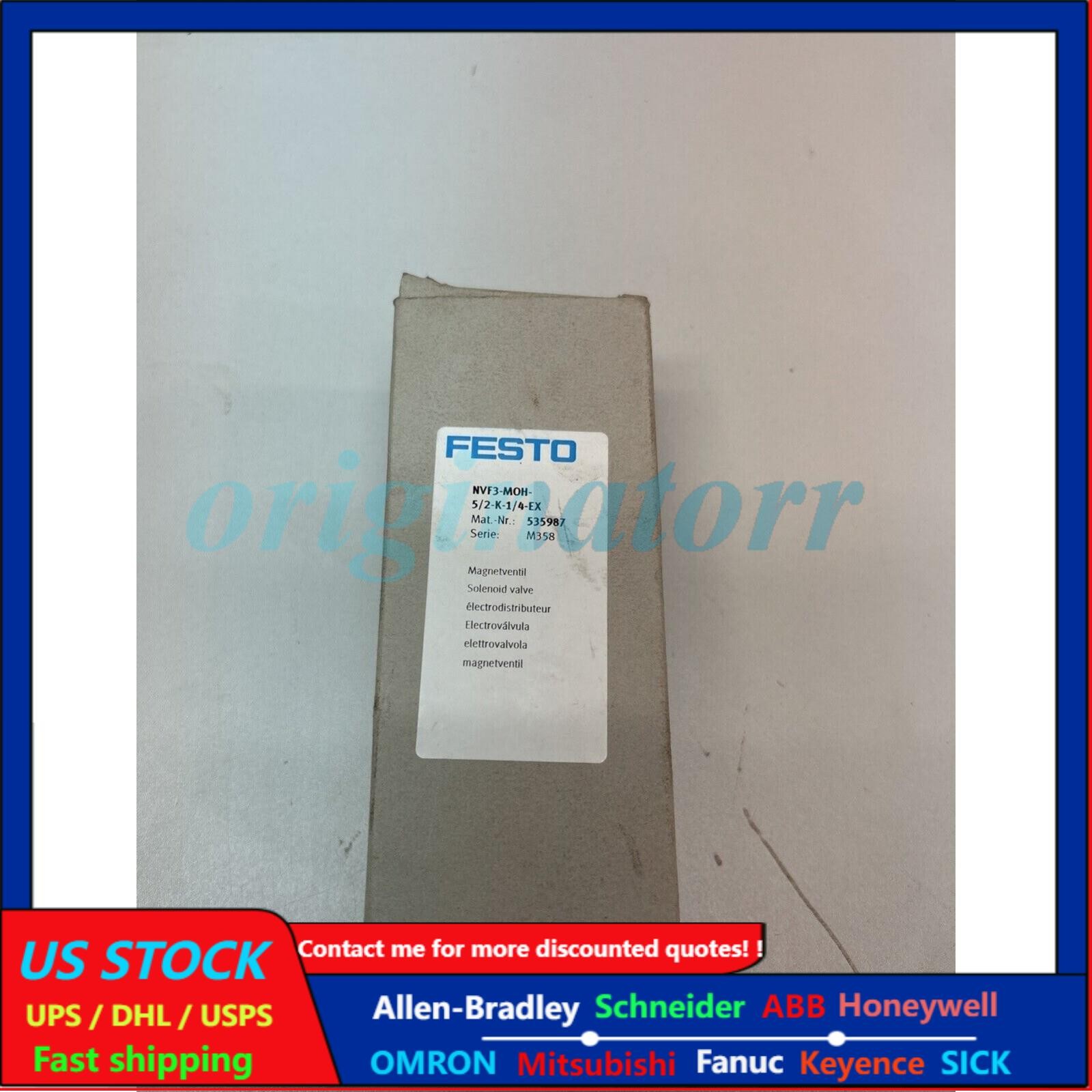 US FREE TAX NEW FESTO NVF3-MOH-5/2-K-1/4-EX 535987 Solenoid Valve