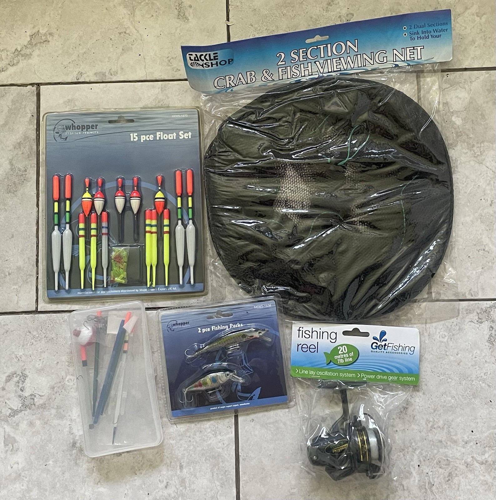 Fishing Tackle Bundle - Fishing Job Lot  net , lists , reel