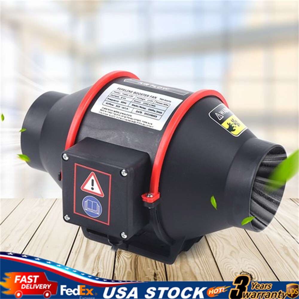 4'' 310 CFM Silent Exhaust Inline Duct Fan Ventilation Blower Fan Air Circulatio