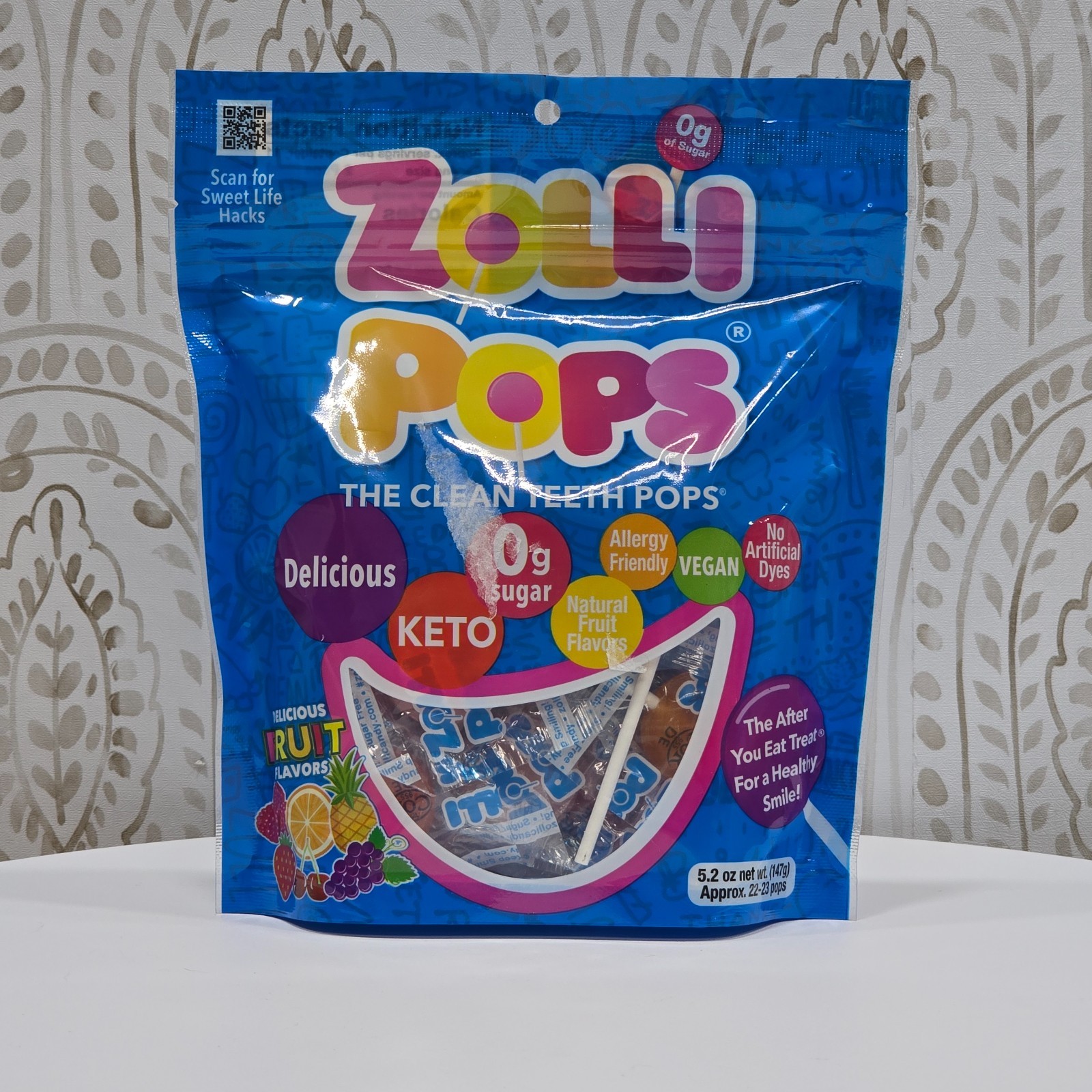 ZOLLIPOPS Lollipops KETO Sugar Free Candy Fruit Flavor 5.2 oz No Artificial Dyes