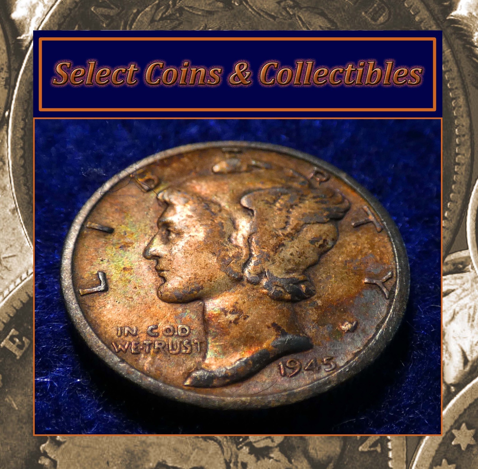 1945-S Mercury Dime Multi-Color Album Toning! #3532