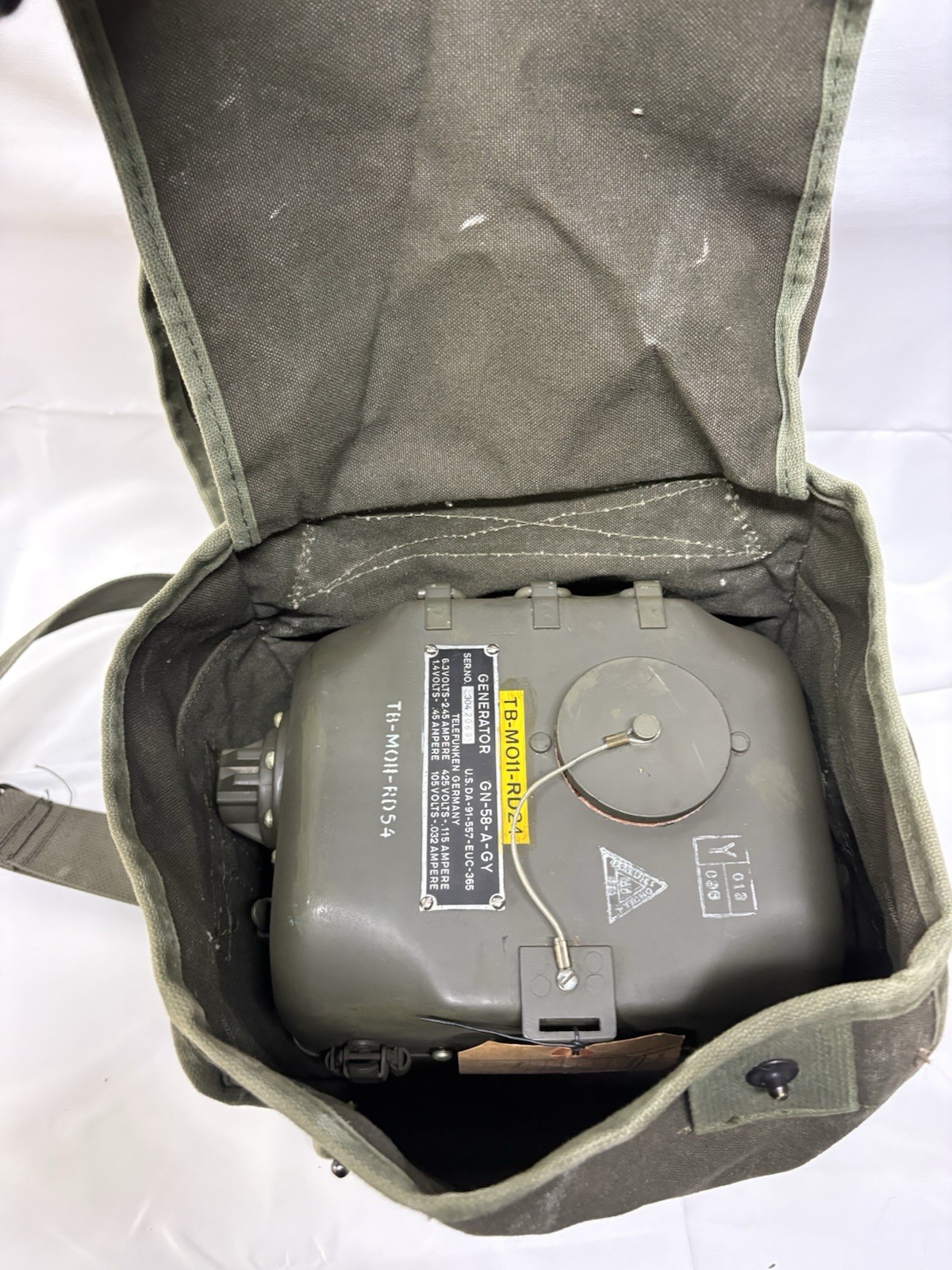 Vintage U.S. military hand generator GN-58-A-GY, made by Telefunken Germany