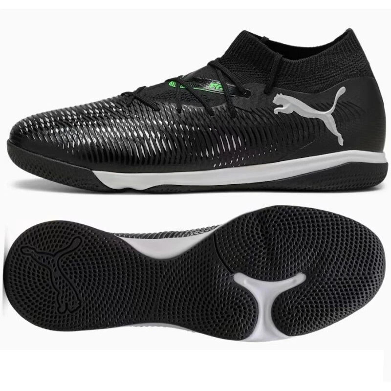 Puma Future 8 Match Indoor Soccer Cleats Cool Black Green Mens 108371-02 Size 11