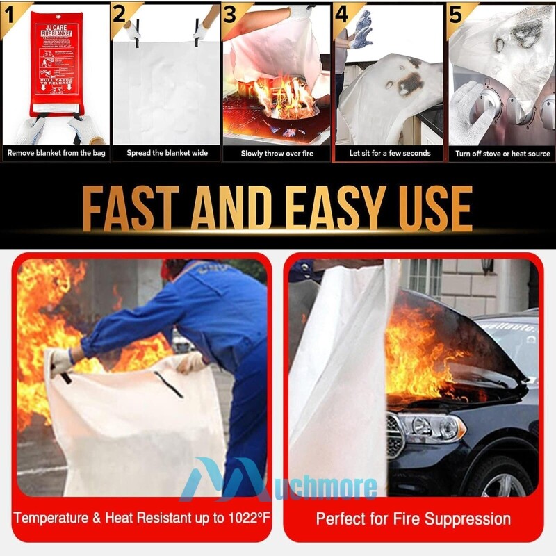 NEW 2-Pack Large Fire Blanket Fireproof For Home Kitchen Office Emergency Safety