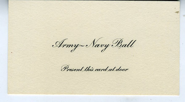 1900 Pass  Card for Army Navy Ball