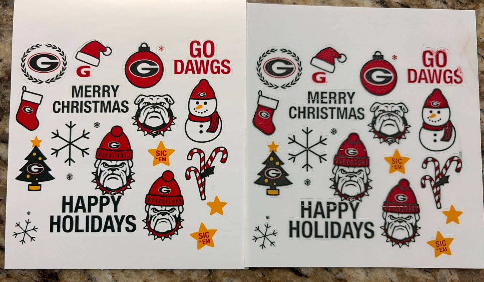 University of Georgia Bulldogs Christmas Holiday Sticker Packs (30 Stickers)