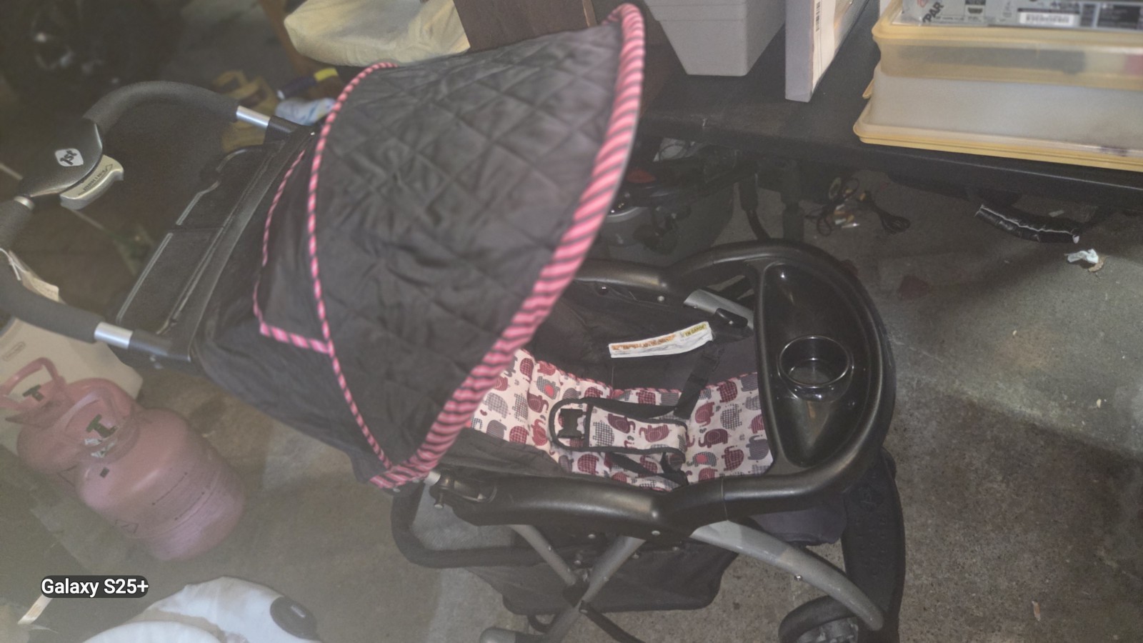 Safety 1st Single Stroller Black/Pink Canopy Hood Cup Holder Storage Basket