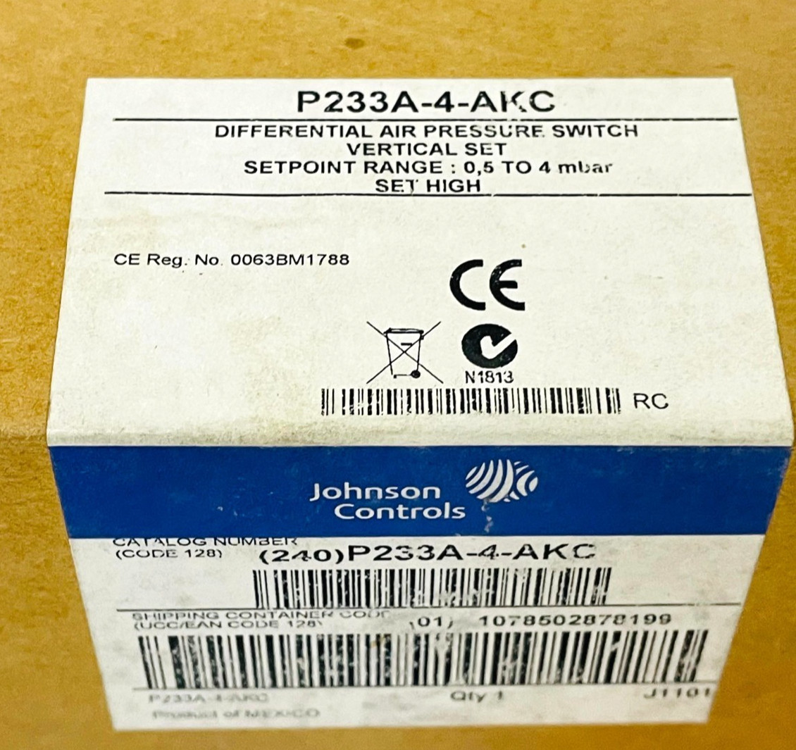 JOHNSON CONTROLS P233A-4-AKC Differential Pressure Switch