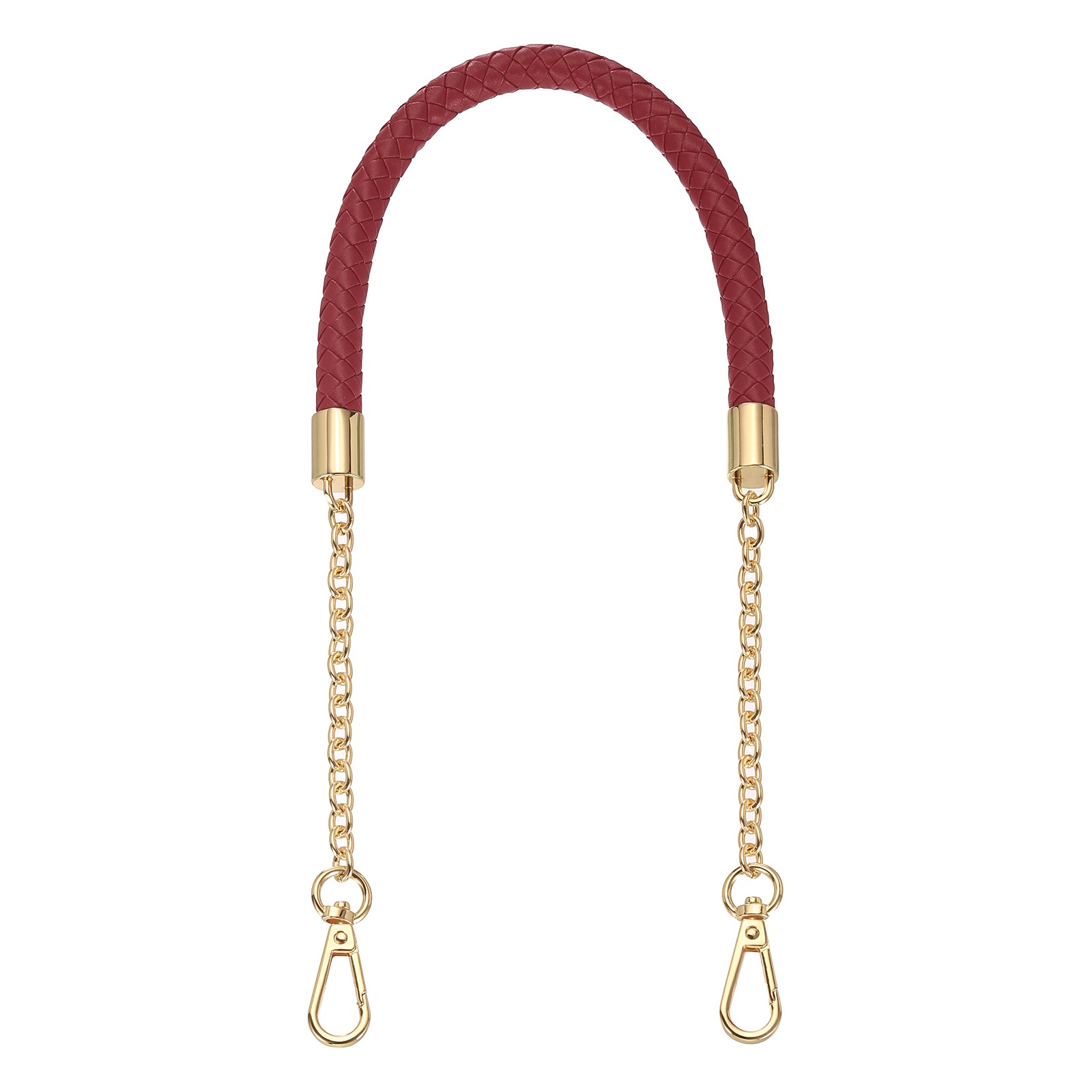 62cm/24.4" PU Leather Braided Purse Strap (Wine Red, Light Gold Buckle)