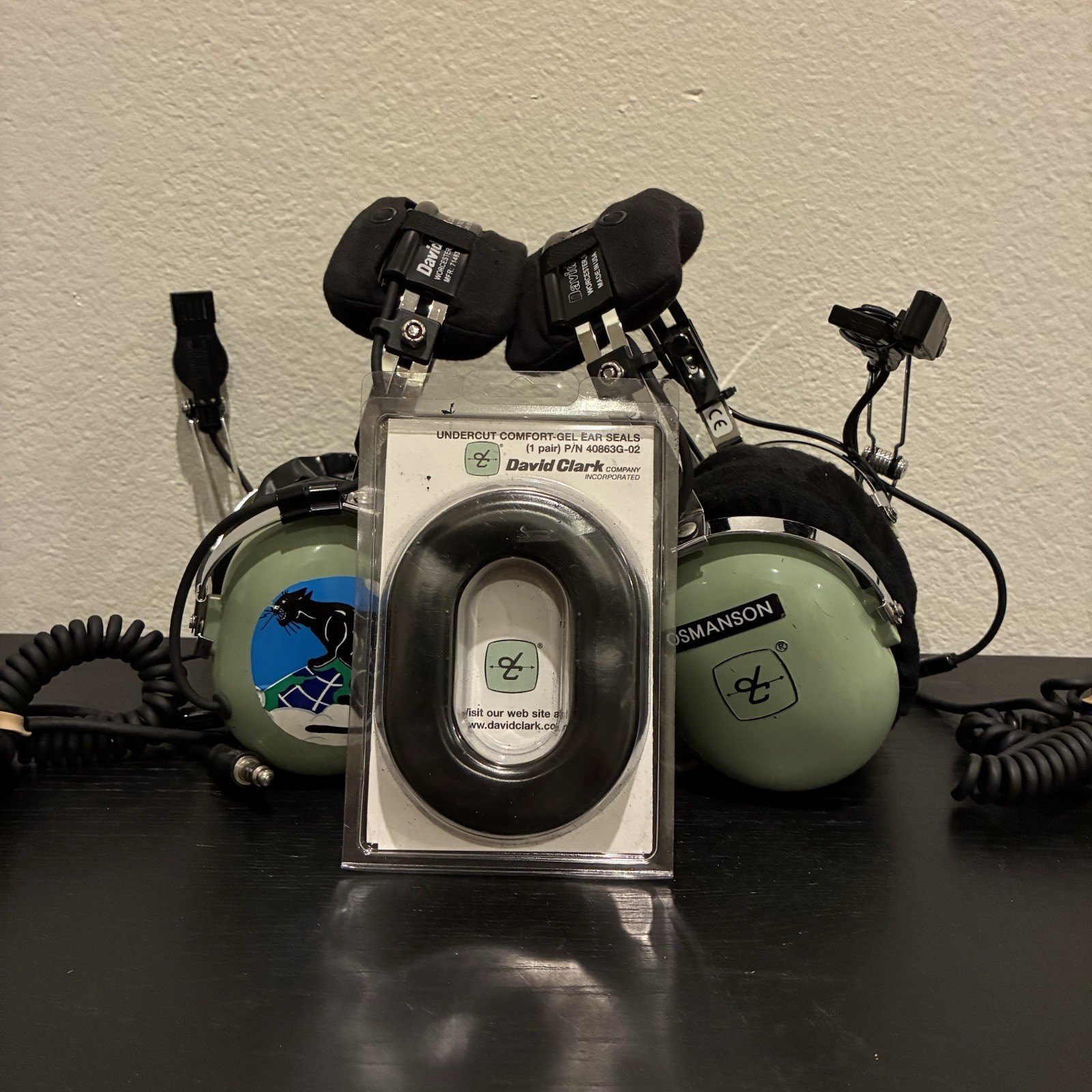 Two David Clark Model H10-76 Aviation Headset With Aero Soft Cushions