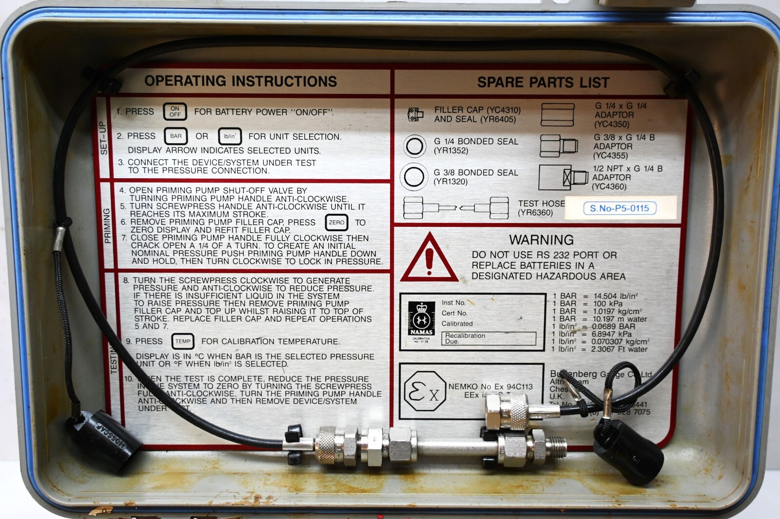 BUDENBERG E400 DIGITAL HYDRAULIC PRESSURE CALIBRATOR.