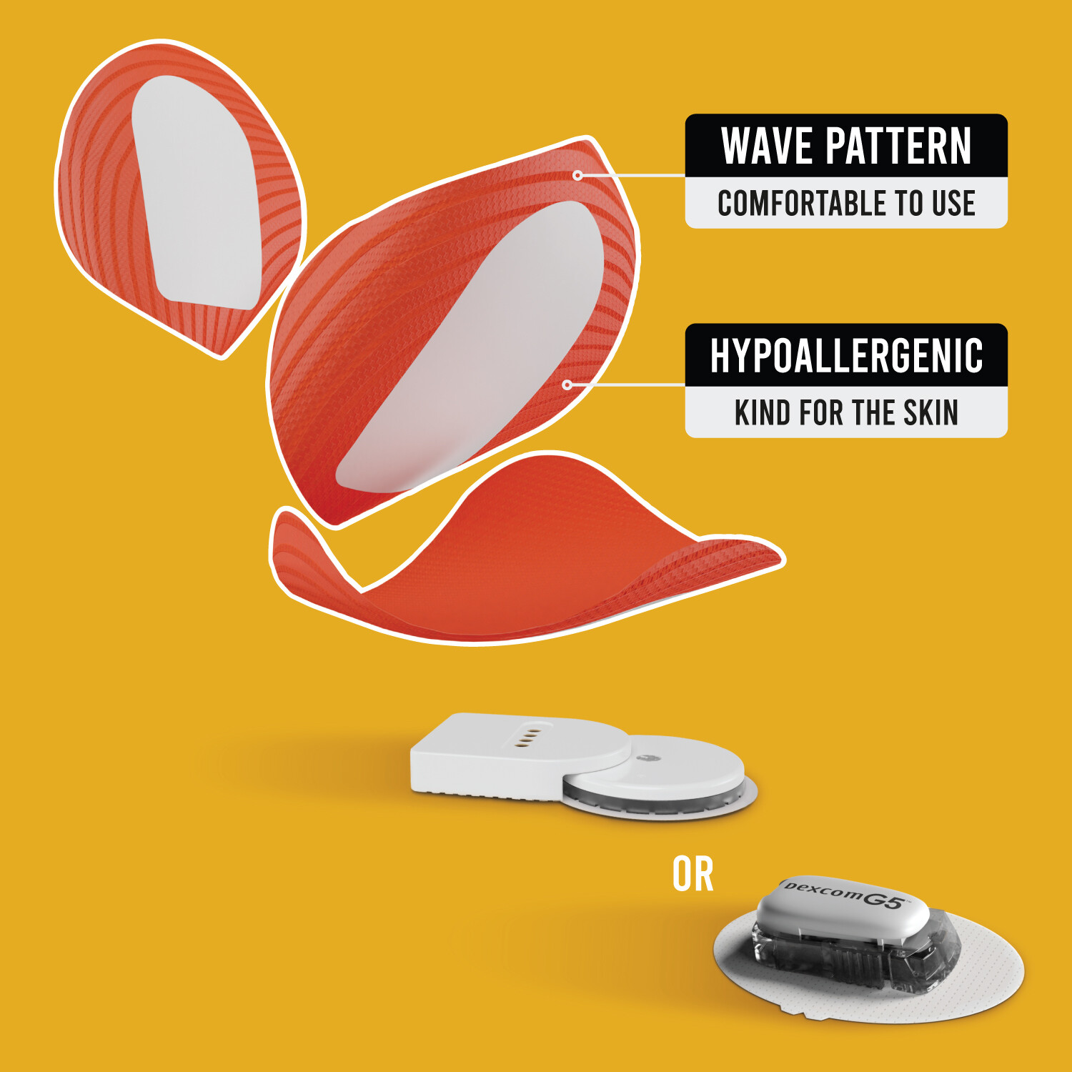 Not Just a Patch CGM Patch Dexcom G4/G5/G6 or MiaoMiao Libre Orange 20 Pack