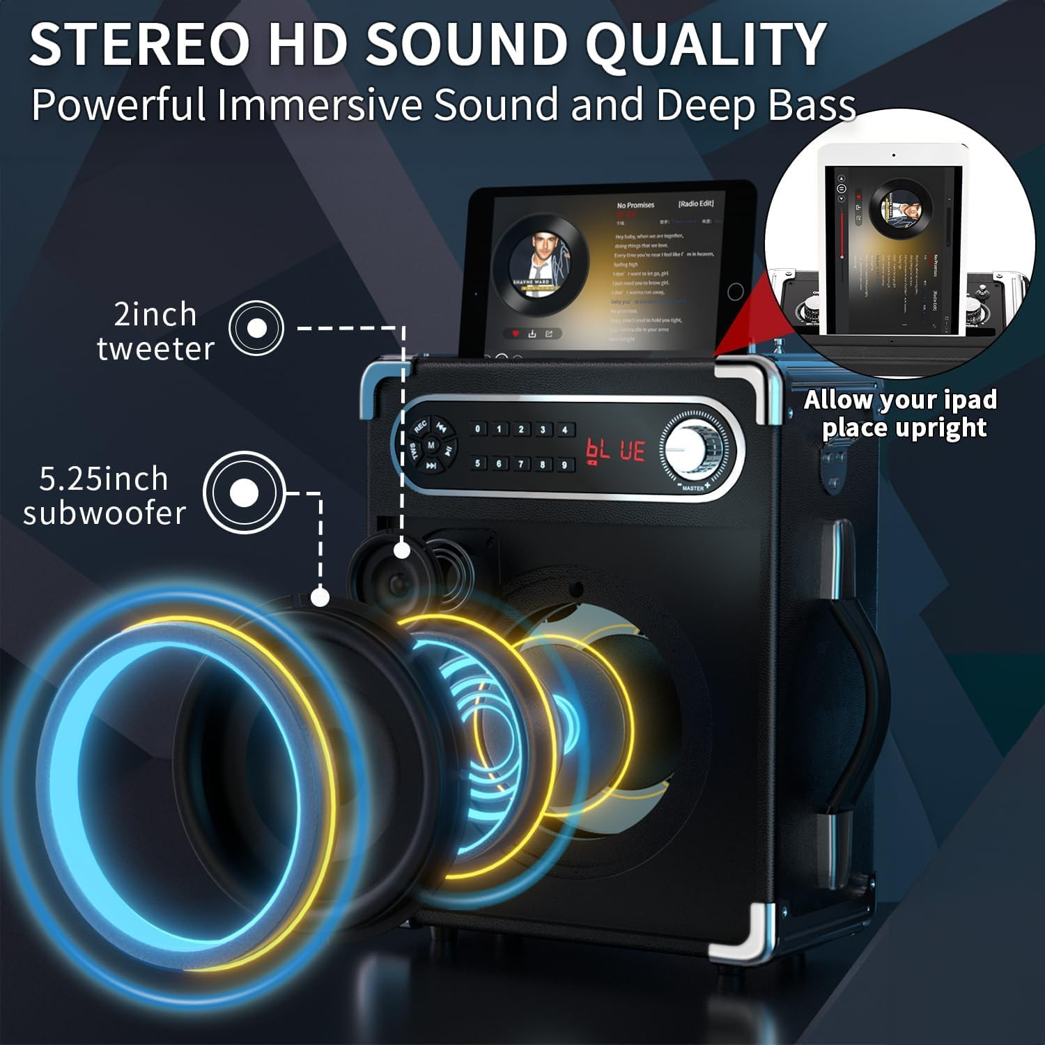 Portable Karaoke Machine with 4 Wireless Mics, Bluetooth Speaker & LED Lights