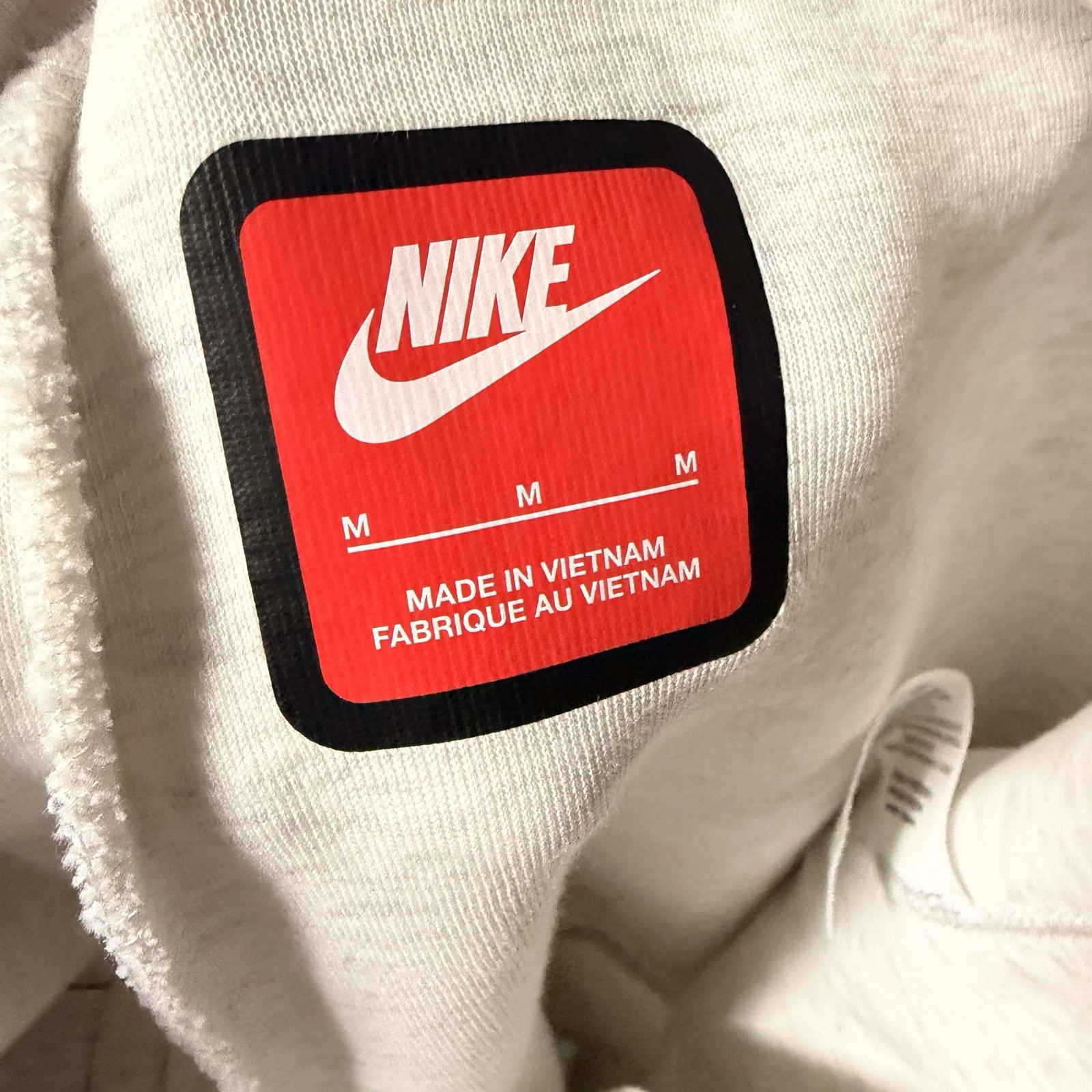 Nike Tech Fleece Joggers Mens Medium Light Oatmeal Heather Black Zip Drawstring