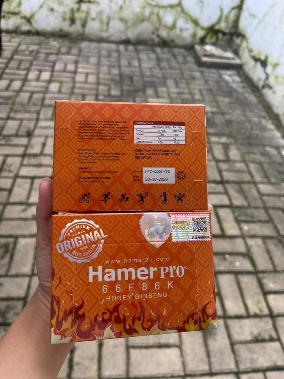 33pcs per Box - Hard Candy Snack Hamerpro Candy Honey Ginseng Candy