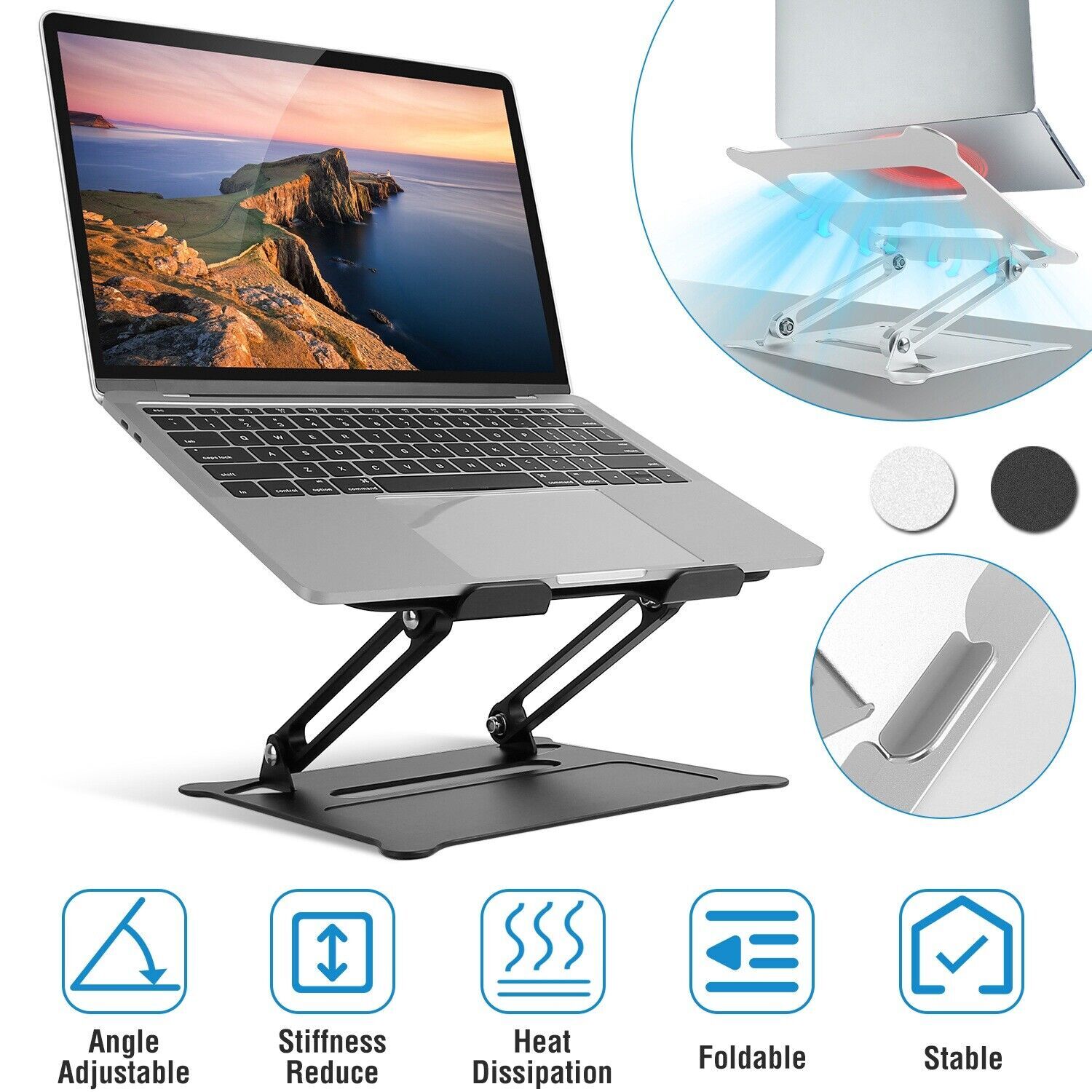 Foldable Notebook Laptop Holder Riser Heat Vent Tablet Stand Ergonomic Elevator