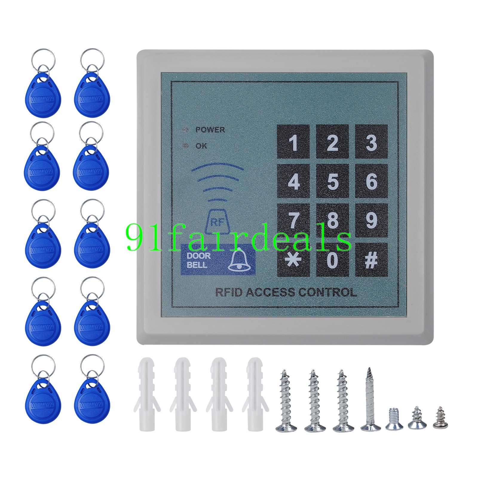 Electric Door Access Control System RFID Keypad for Magnetic Lock + 10 Keys