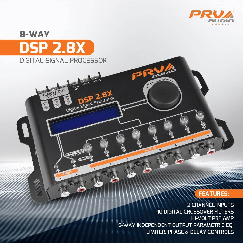 Car Audio DSP 2.8X Digital Crossover and Equalizer 8 Channel Full Digital Sig...