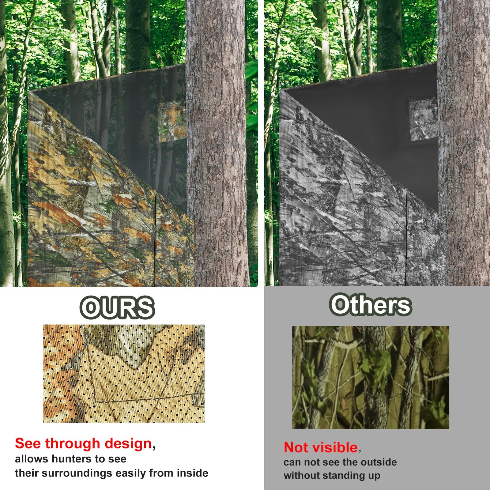 See Through Hunting Tree Stand Blind, 102x36IN, Three-sided,