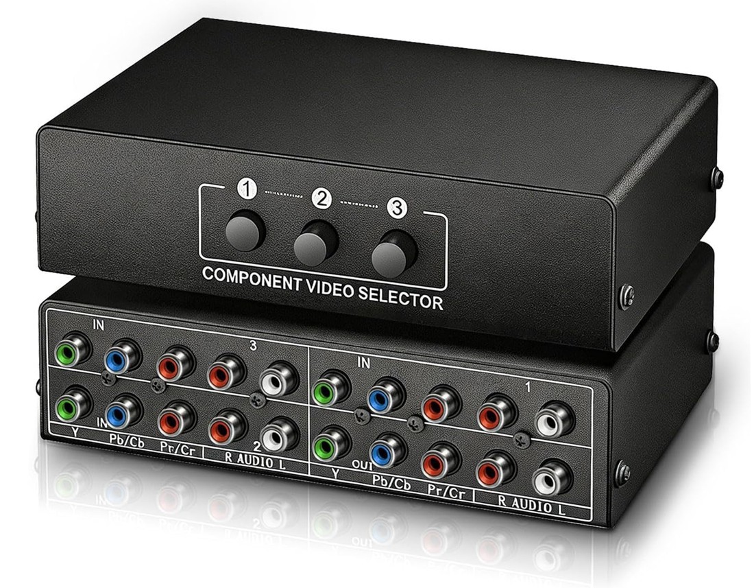 3-Port HD Component Video YPbPr RGB Video Stereo Audio Manual Switcher