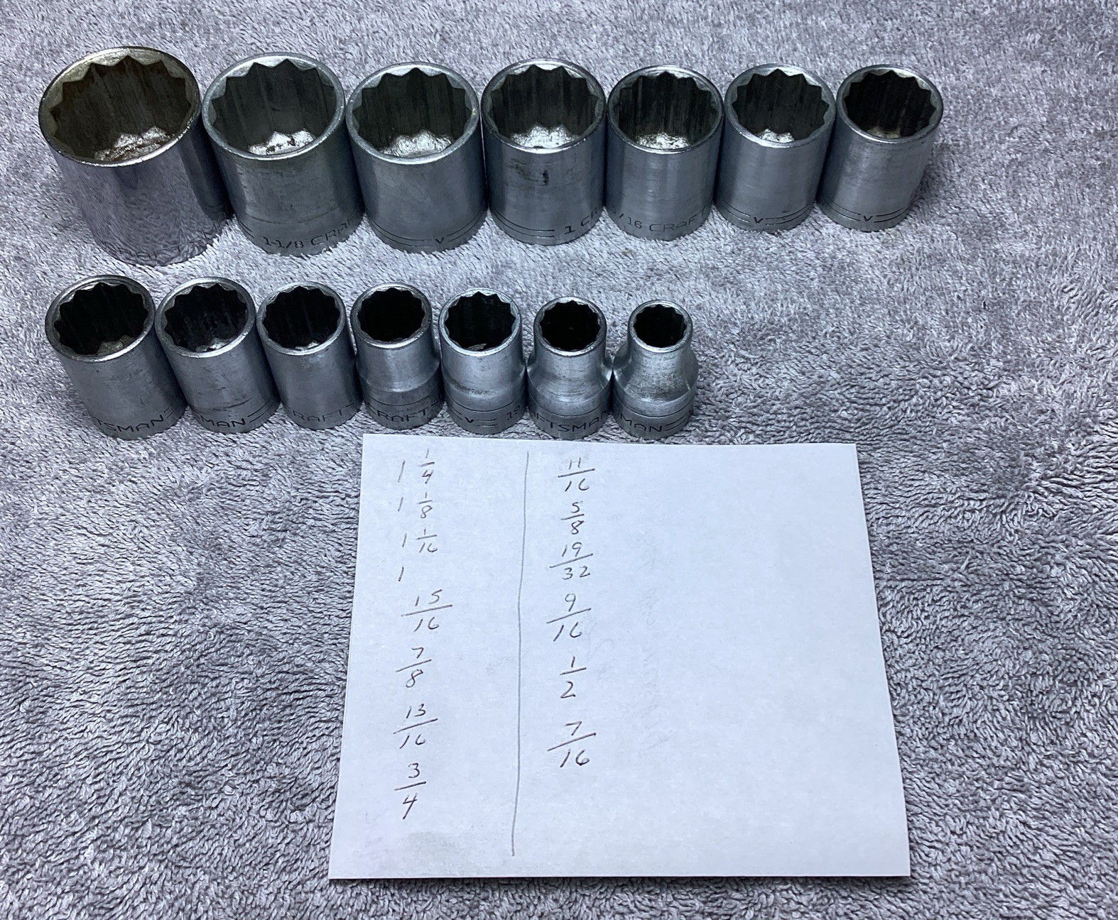 VTG. CRAFTSMAN 1/2” DRIVE 14 PC. 12 PT. V-SERIES SOCKET SET