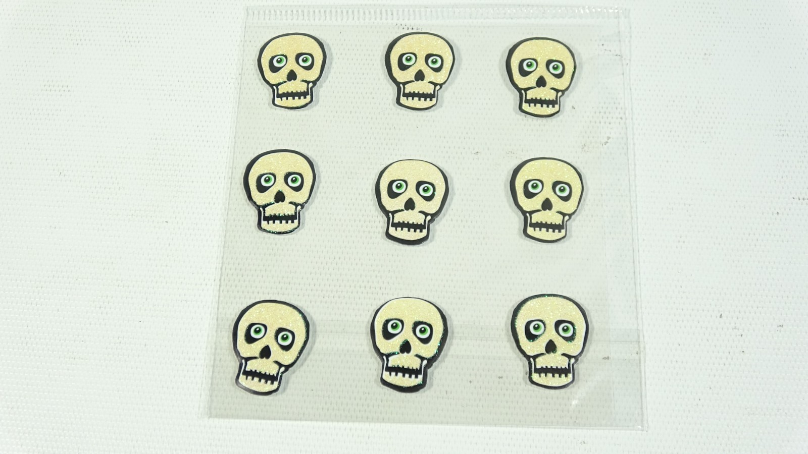 9 Halloween Tan Glitter Skull Embellishment Scrapbook Card Stickers