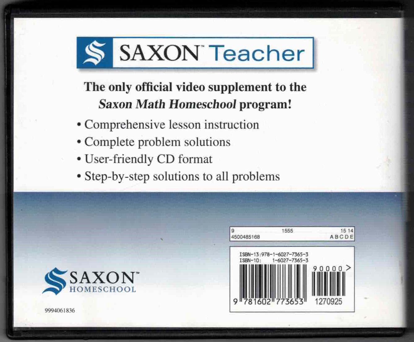 Saxon Algebra 1 Homeschool Teacher CD-ROM Package Third Edition