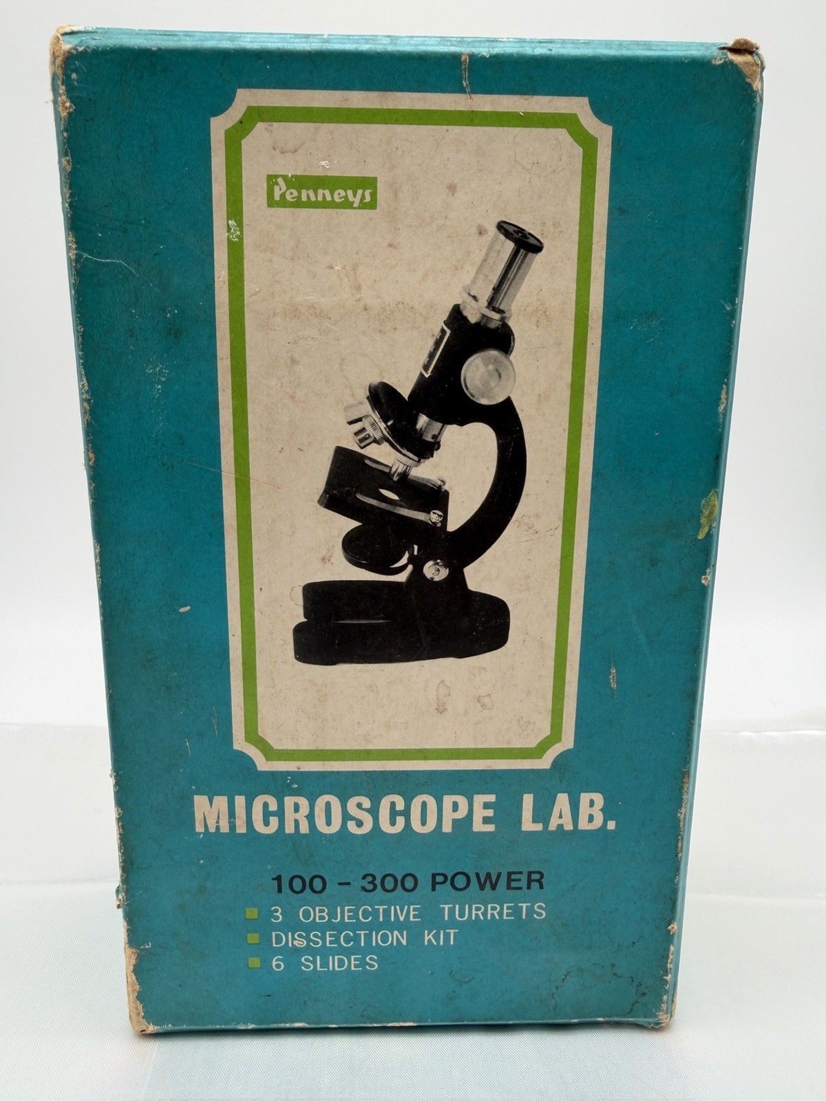 Vintage Penneys Microscope Lab 100-300X Japan w/ Extra Prepared Slide Set Box