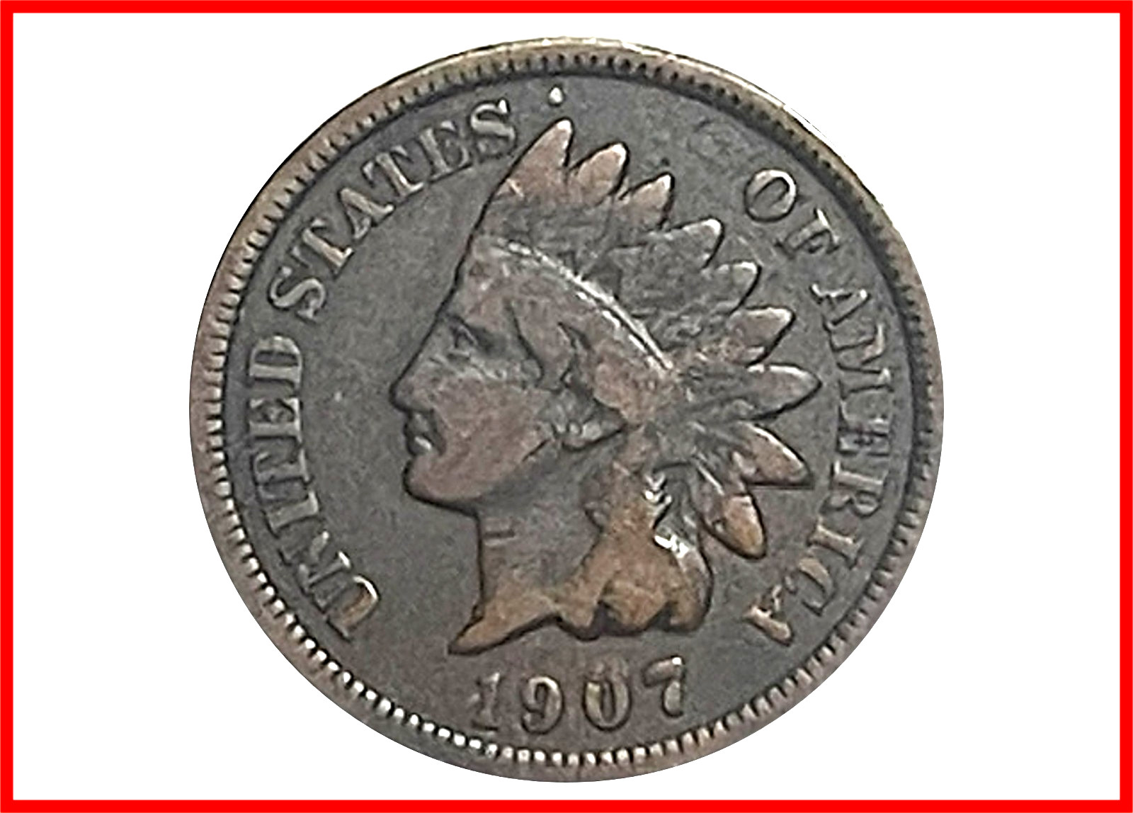 1907 Indian Head Cent / Penny - Nice VF Coin - Over 100 Years Old