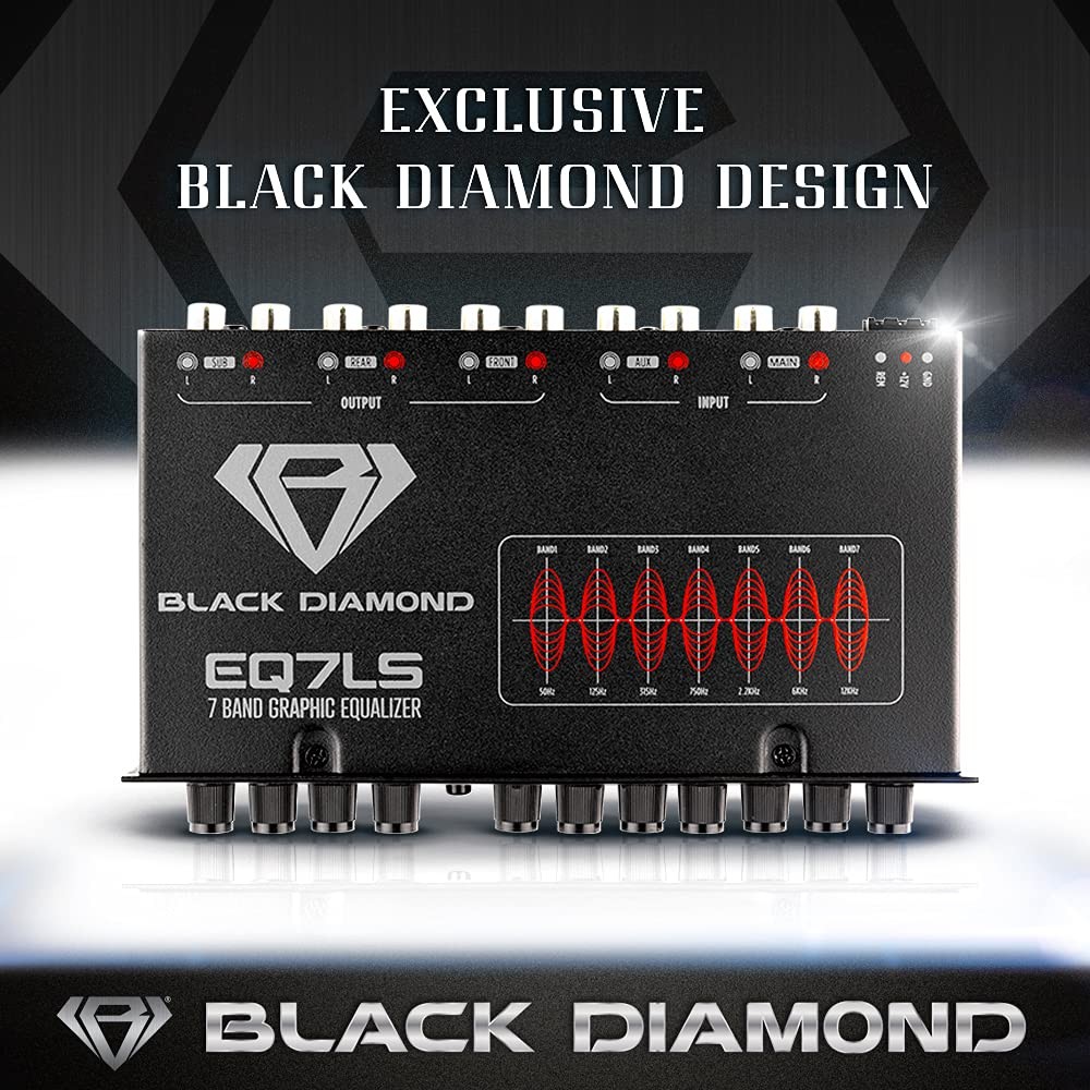 Black Diamond EQ7LS 7-Band Stereo Equalizer/Crossover Pre Amp Equalizer black