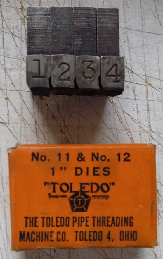 TOLEDO Pipe Threading  No 11 & No 12 1" DIES In Box