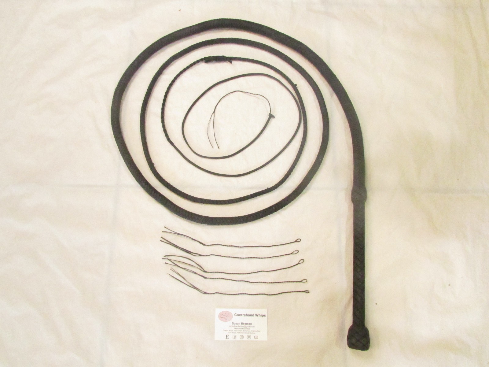 Contraband Whips 10 Foot 16 Plait Nylon Paracord Eco Bullwhip Black