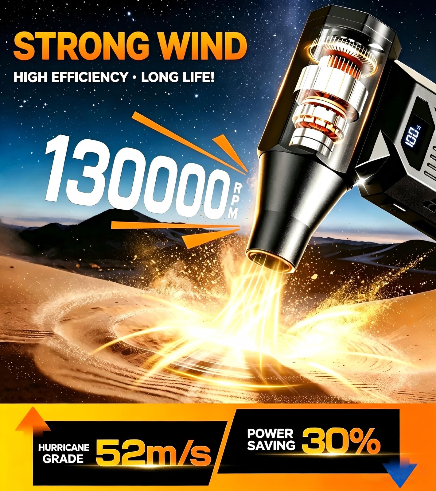 Cordless Compressed Air Duster 130000RPM Rechargeable