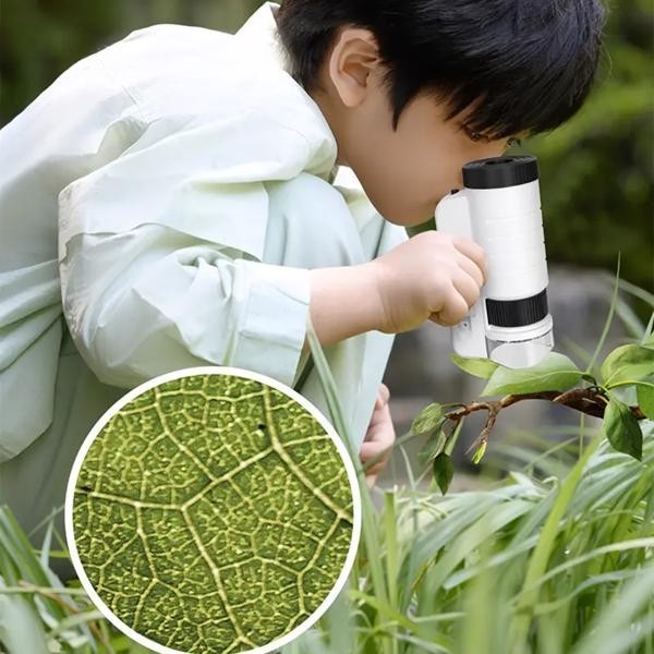 Children's Handheld Microscope HD Portable Science Experiment Toy with Led Light