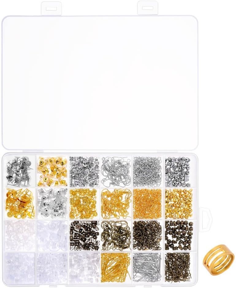 2400Pcs Earring Making Supplies Kit with 24 Style Earring Hooks, Earring Back...