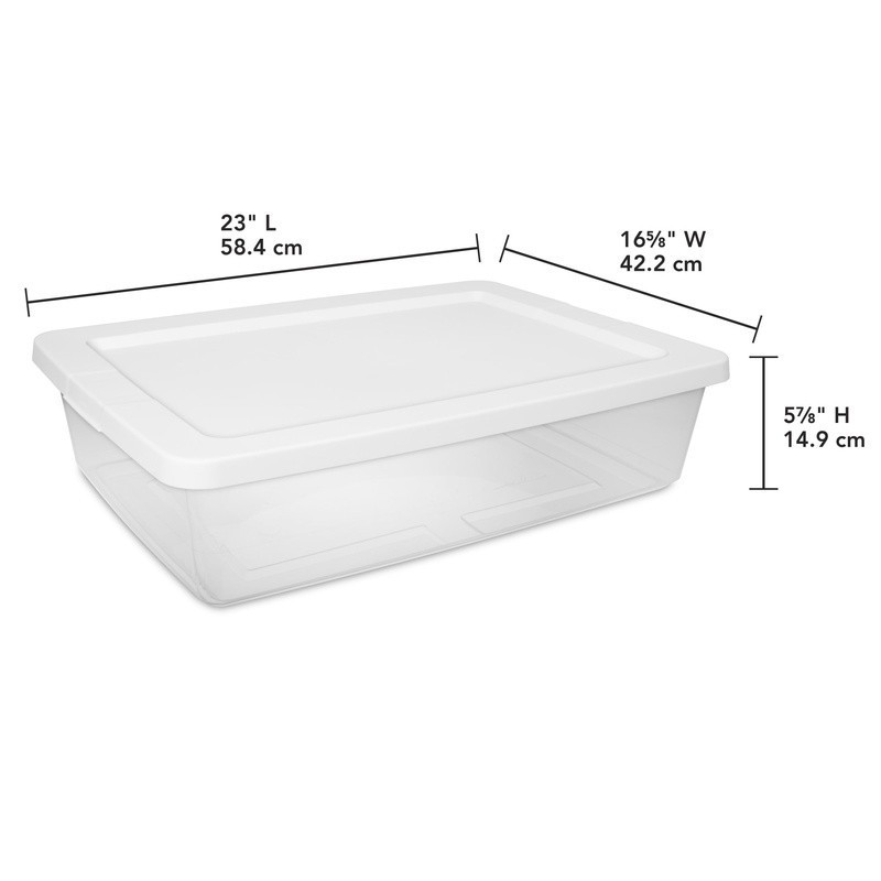Stackable Clear Plastic Storage Boxes Set of 2 W/ Snap-on Lid Organization New