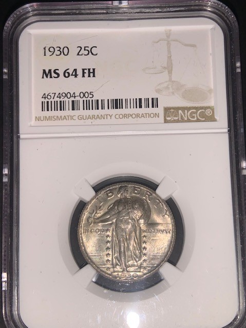1930 Standing Liberty Quarter Dollar Full Head NGC MS 64 FH with Dramatic Look!