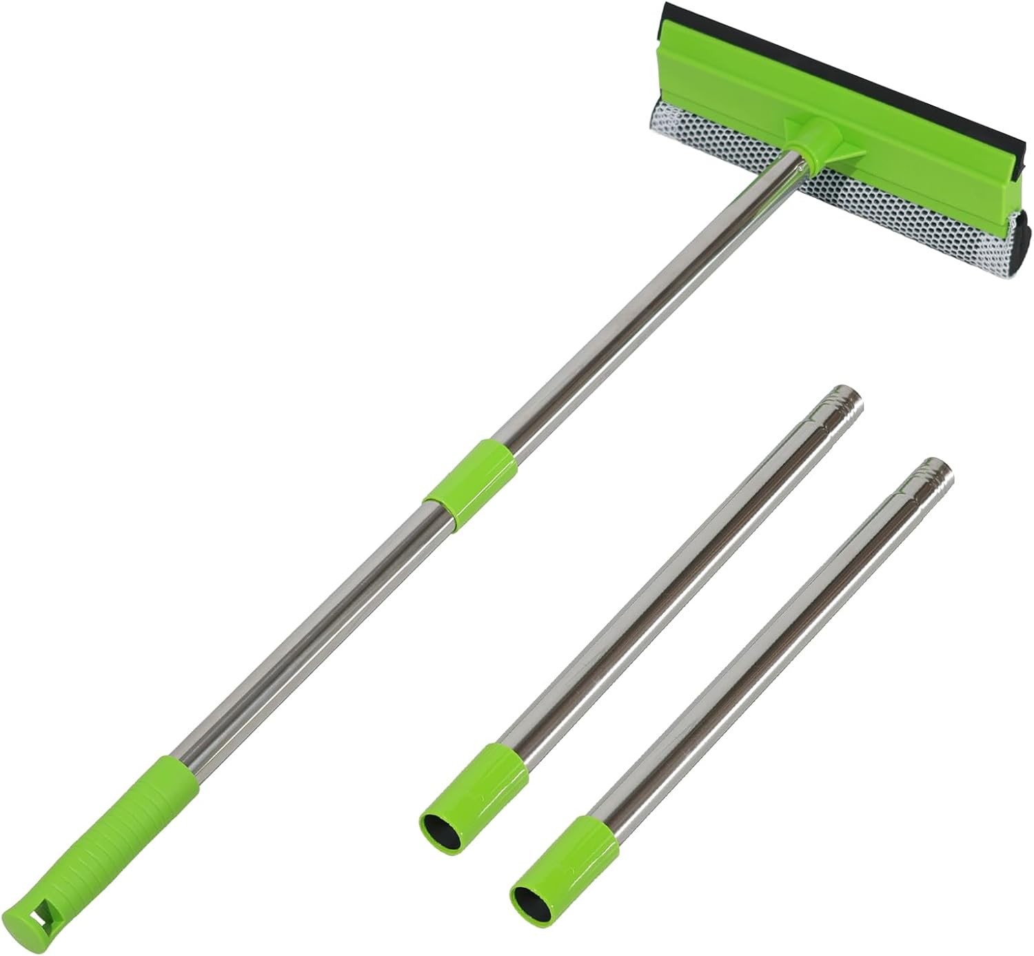 2 in 1 Window Squeegee with 55" Long Stainless Steel Handle,Sponge Car Squeegee