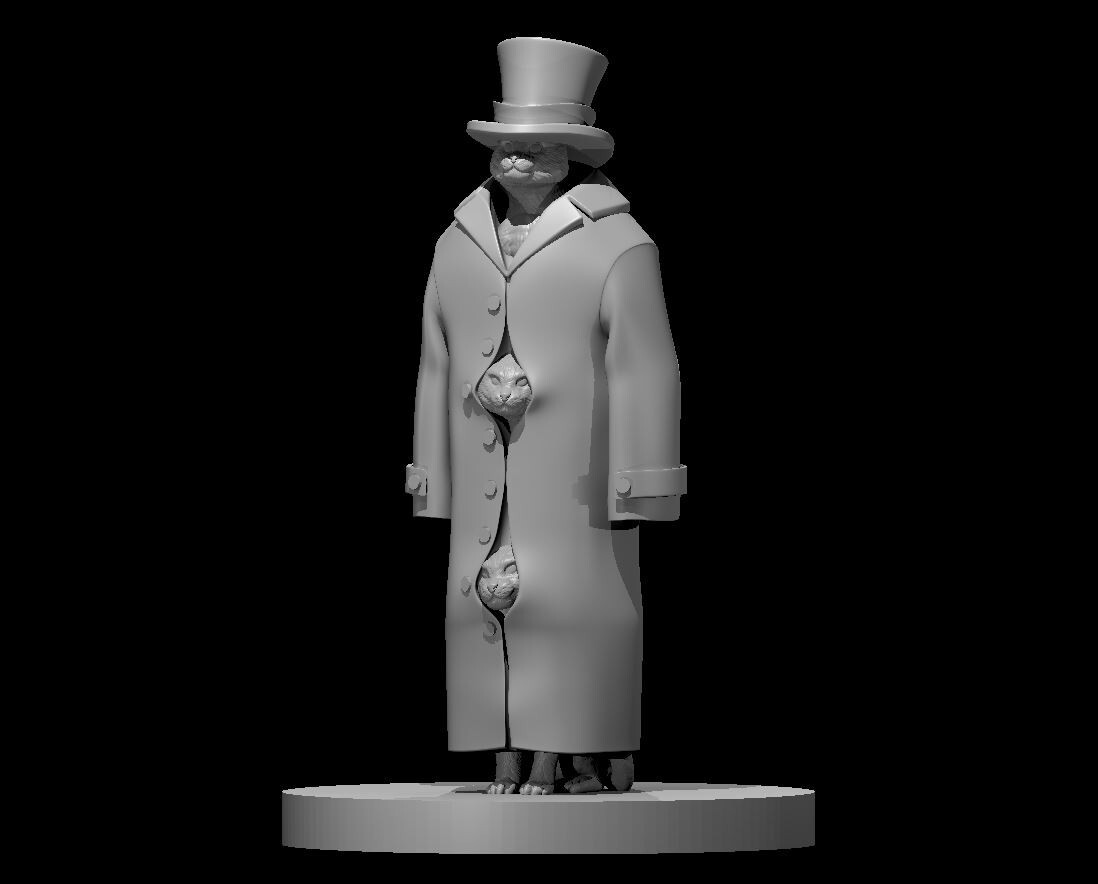 Totally Not 3 Cats in a Trench Coat 28mm Scale DND D&D Tabletop Miniature