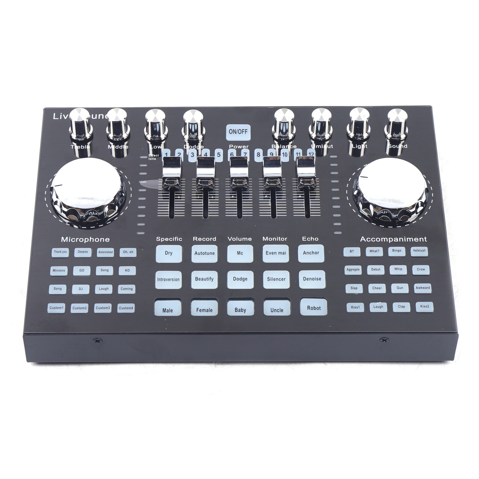 Voice Changer Sound Live Sound Card K1 for Live Streaming Audio Mixer Broadcast